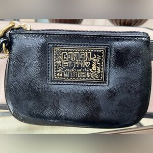 Coach Poppy Black & Gold Wristlet